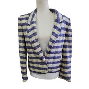 Vintage Alfred Sung Wool Blend Blazer Size 4 Purple Off White Lined Jacket